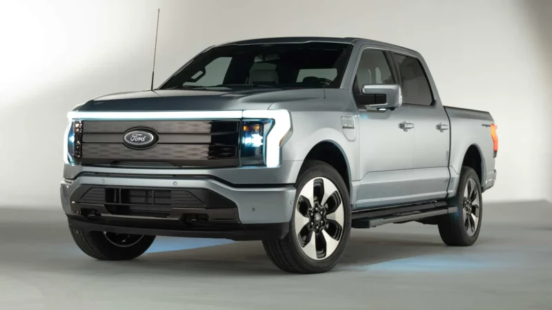 2022 Ford F 150 Lightning front three quarter view